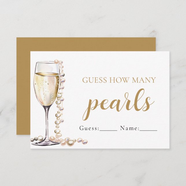 Pearls and Prosecco Guess How Many Pearls Game Invitation (Front/Back)