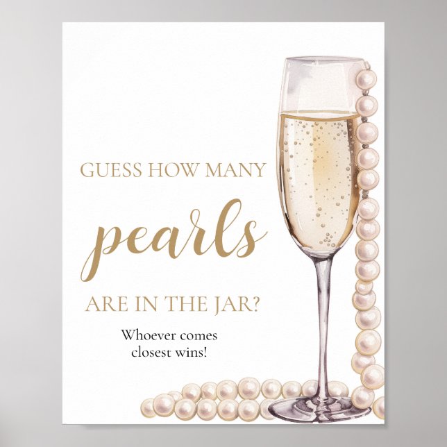 Pearls and Prosecco Guess How Many Pearls Game Poster (Front)