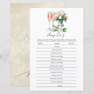 Pearls and Prosecco Honey Do’s Bridal Shower Game 