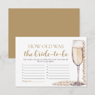Pearls and Prosecco How Old Was the Bride Game Invitation