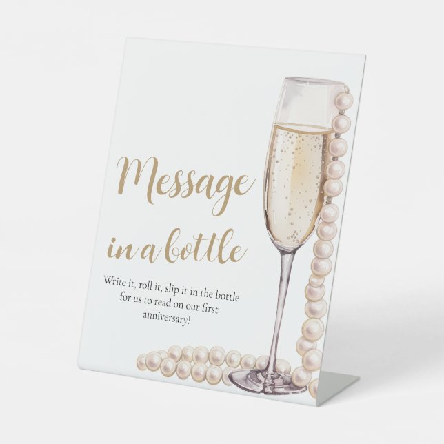 Pearls and Prosecco Message In A Bottle Sign Game (Front)