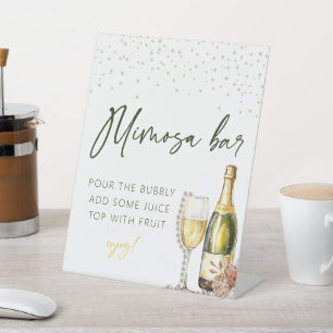 Pearls and Prosecco Mimosa Bar Bridal Shower Pedestal Sign