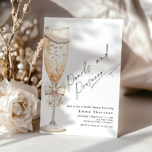 Pearls and Prosecco minimal Modern Bridal Shower Invitation
