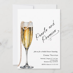 Pearls and Prosecco minimal Modern Bridal Shower Invitation