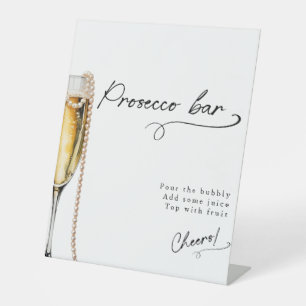 Pearls and Prosecco minimal Modern prosecco bar Pedestal Sign