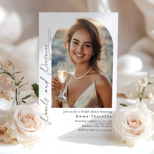 Pearls and Prosecco minimalist Photo Bridal shower Invitation