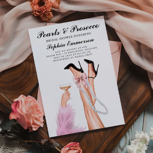 Pearls and Prosecco Modern Bridal Shower Invitation