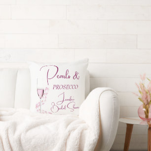 Pearls and Prosecco Modern Elegant Bridal Shower Cushion