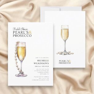 pearls and prosecco modern minimal bridal shower invitation