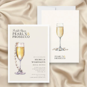 pearls and prosecco modern minimal invitation
