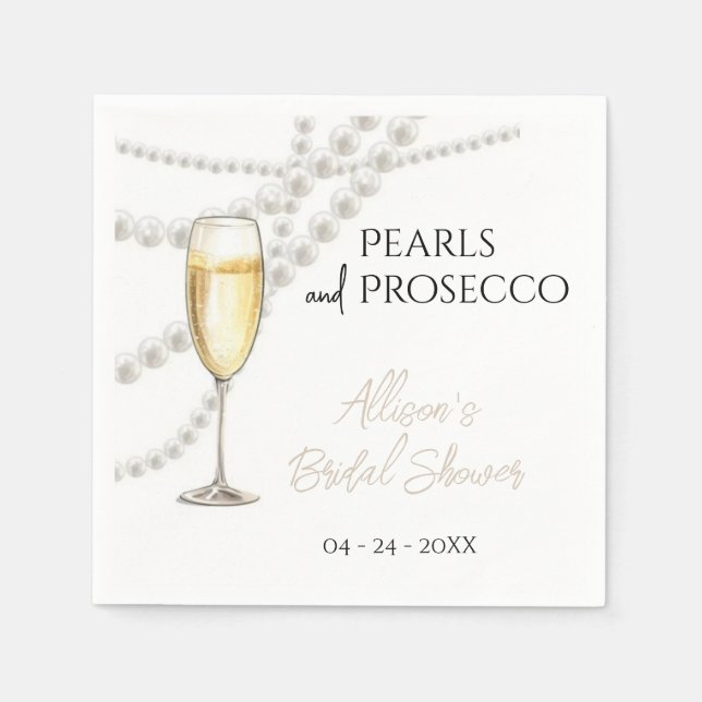 Pearls and Prosecco Napkin (Front)