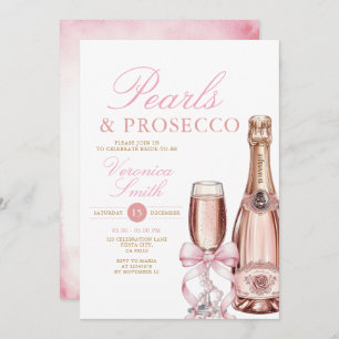Pearls and Prosecco Necklace Bow Bridal Shower Invitation