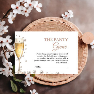 Pearls and Prosecco Panty  Bridal Shower Game Enclosure Card