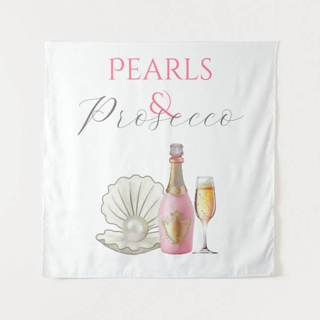 Pearls and Prosecco Pink Bridal Shower Tapestry (Front)