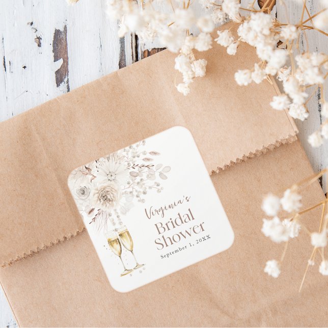 Pearls and Prosecco Square Sticker (Pearls and Prosecco Square Sticker
)