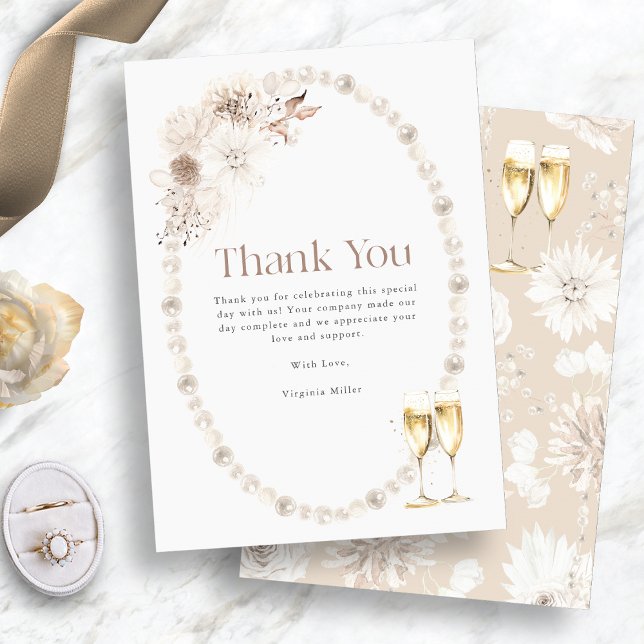 Pearls and Prosecco Thank You Card (Pearls and Prosecco Thank You Card
)