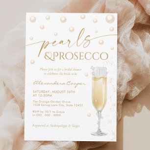Pearls and Prosecco Theme Bridal Shower Invitation