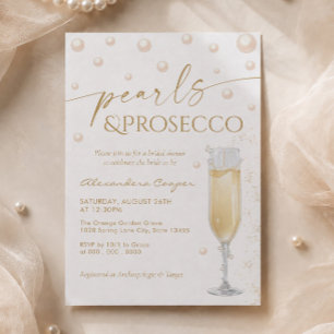 Pearls and Prosecco Theme Bridal Shower Invitation