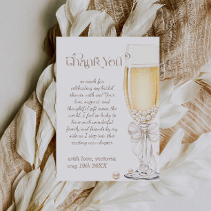 Pearls and Prosecco Themed Bridal Shower  Thank You Card