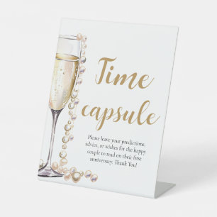 Pearls and Prosecco Time Capsule Bridal Shower Pedestal Sign