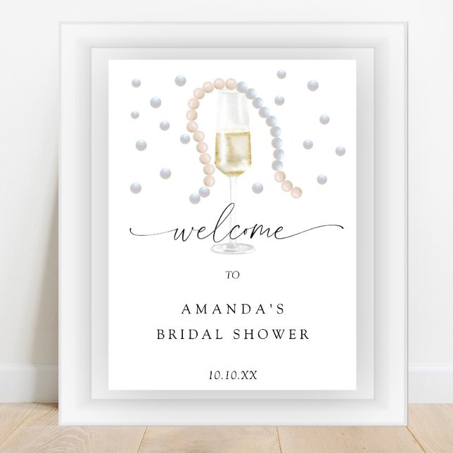 Pearls and Prosecco welcome bridal shower party Poster (Creator Uploaded)