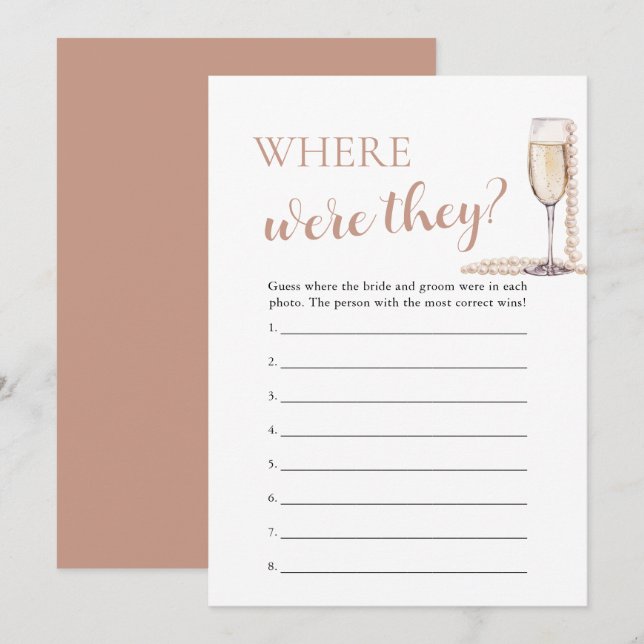Pearls and Prosecco Where Were They Couple Game Invitation (Front/Back)