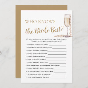 Pearls and Prosecco Who Knows the Bride Best Game Invitation