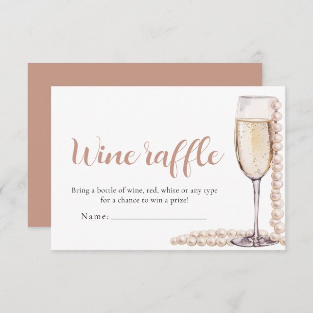 Pearls and Prosecco Wine Raffle Bridal Shower Game Enclosure Card (Front/Back)