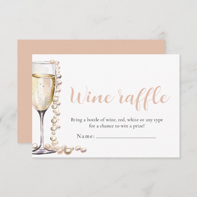 Pearls and Prosecco Wine Raffle Bridal Shower Game Invitation (Front/Back)