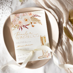 Pearls and Prosecco with Floral Bridal Shower Invitation