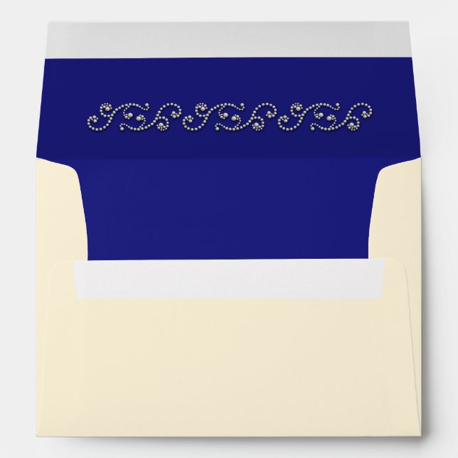 Pearls and Sapphire Blue Invitation Envelope (Back (Bottom))