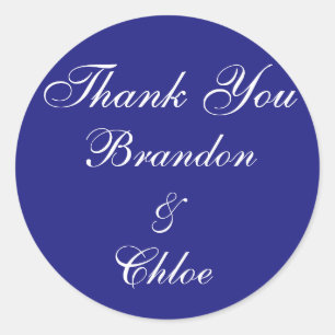 Pearls and Sapphire Blue Thank You Sticker