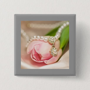 Pearls and Tulip Button