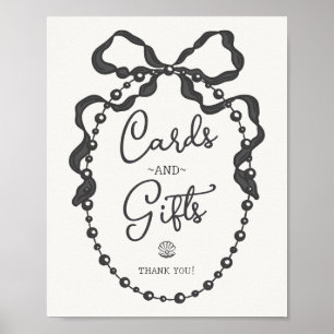 Pearls Black Coquette Bow Cards & Gifts Sign