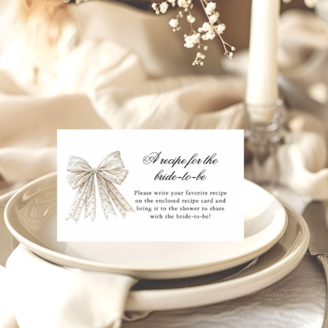 Pearls Bow Bridal Shower Recipe for the Bride Enclosure Card (Creator Uploaded)