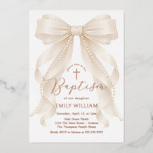 Pearls Bow Girl Baptism Christening