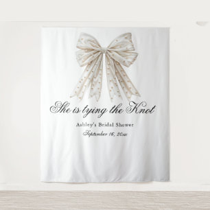 Pearls Bow She's Tying the Knot Bridal Shower Tapestry