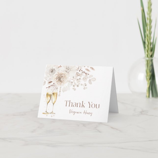 Pearls Bridal Shower Folded Thank You Card (Front)