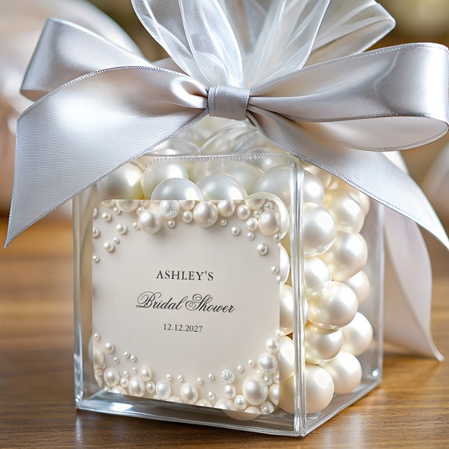 Pearls Bridal Shower Square Sticker (Creator Uploaded)