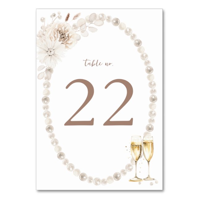 Pearls Bridal Shower Table Number (Front)