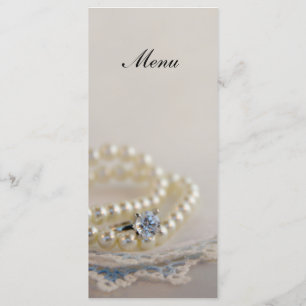 Pearls, Diamond Ring and Blue Lace Wedding Menu
