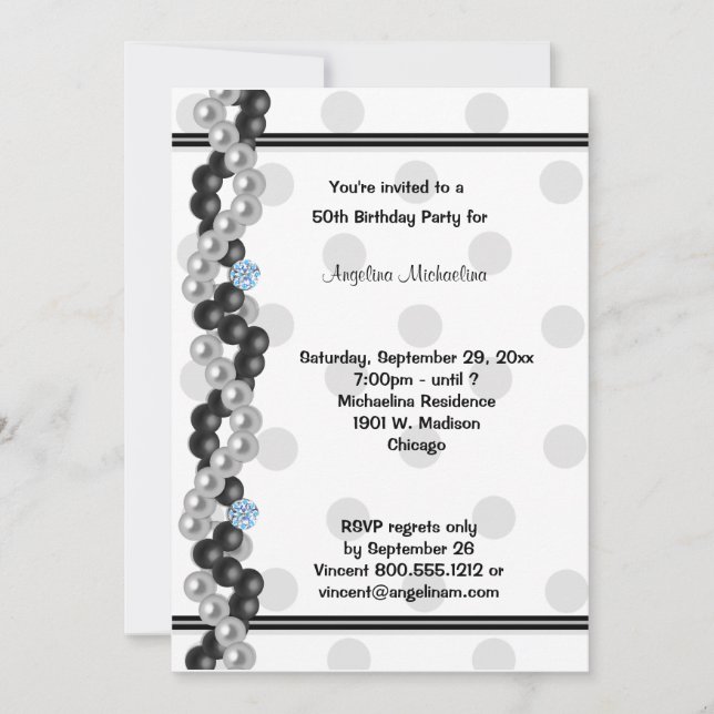 Pearls, Diamonds And Polka Dots Invitation (Front)