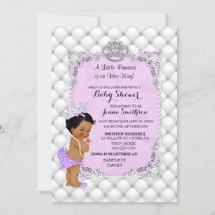 Pearls Diamonds Ethnic Princess Baby Girl Lavender Invitation