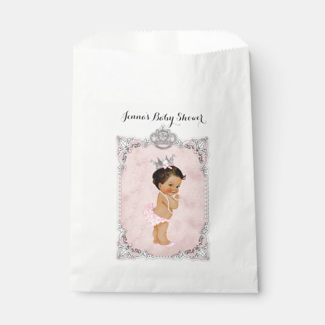 Pearls Diamonds Princess Baby Girl Blush Pink  Favour Bags (Front)