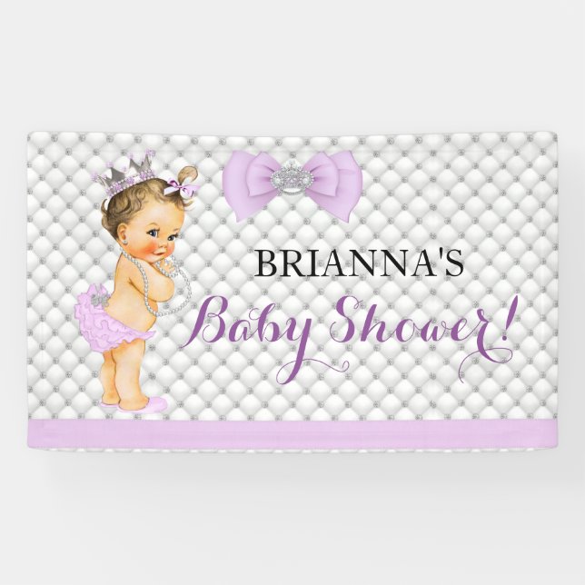 Pearls Diamonds Princess Baby Lavender Crown Banner (Horizontal)