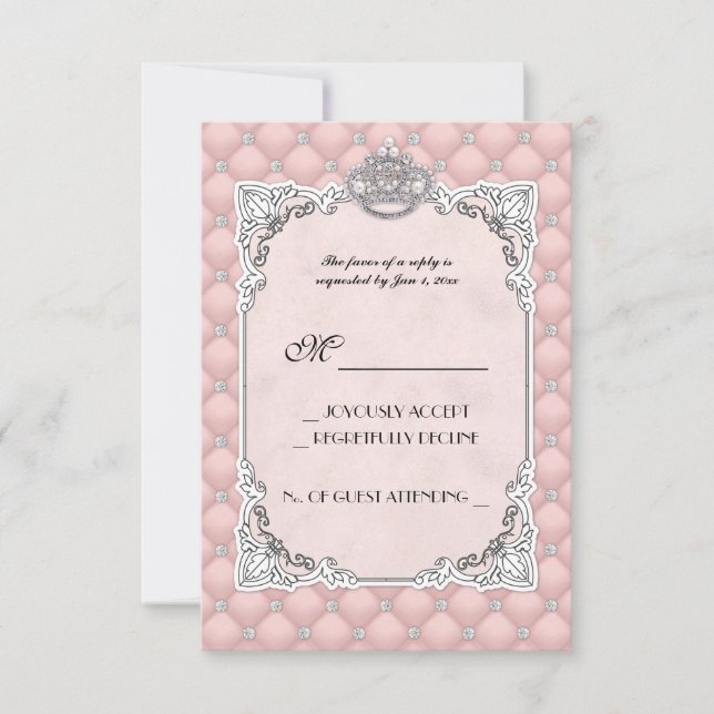 Pearls & Diamonds Wedding Pink Glamourous RSVP Car (Front)