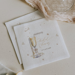 Pearls Elegant Bow Bridal Shower  Napkin