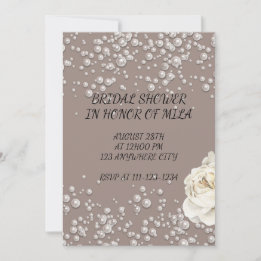 Pearls elegant modern bridal shower, wedding  invitation