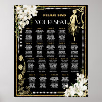 Pearls Floral Art Deco Gatsby Roaring 20s Seating