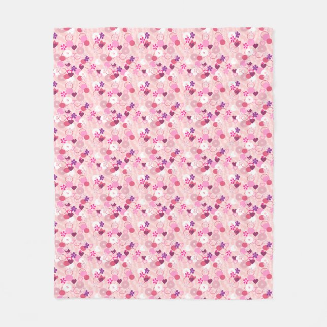 Pearls, Flowers, & Pink Fleece Blanket (Front)